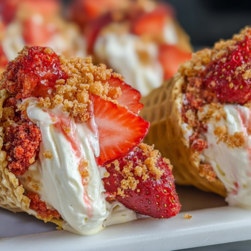 Strawberry Crunch Cheesecake Cones: A No-Bake Dream 3 Strawberry Crunch Cheesecake Cones: A No-Bake Dream