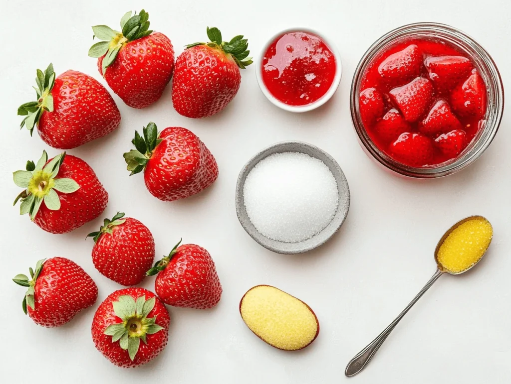 Strawberry puree mix ingredients include fresh strawberries, sugar, citric acid, and pectin.