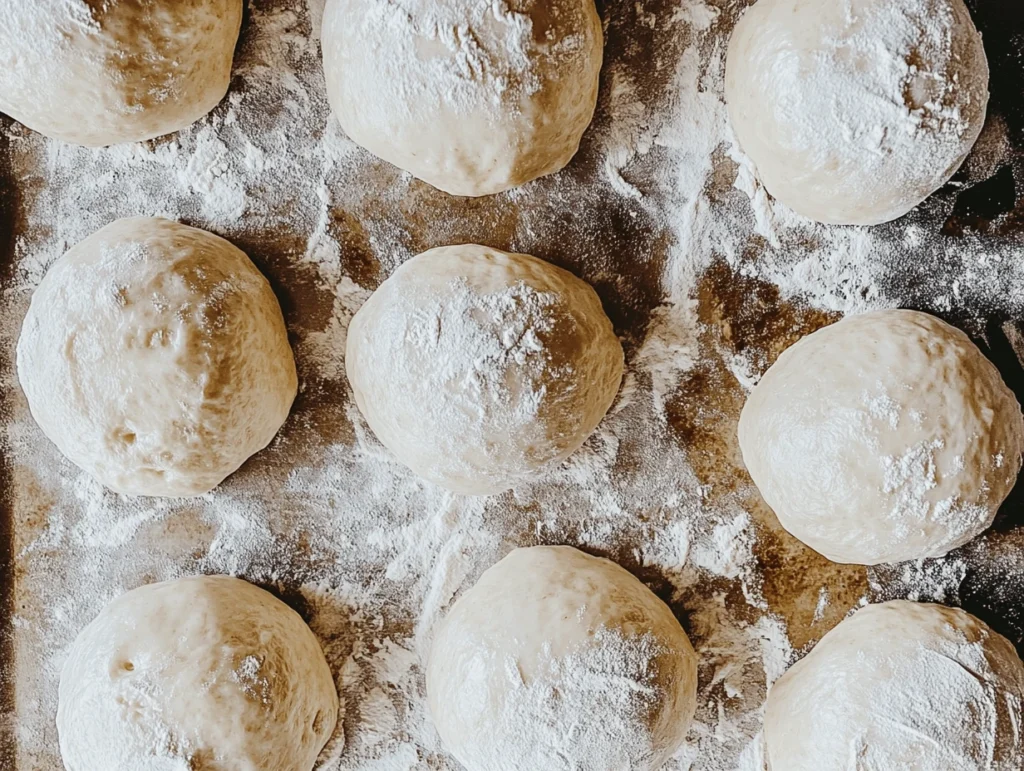 Photo of sourdough bagels rising on a baking sheet, showing the texture and shape before baking – sourdough bagels recipe.