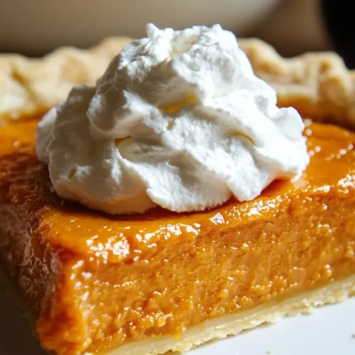 Southern Sweet Potato Pie slice topped with whipped cream on a white plate, golden crust, and creamy orange filling.