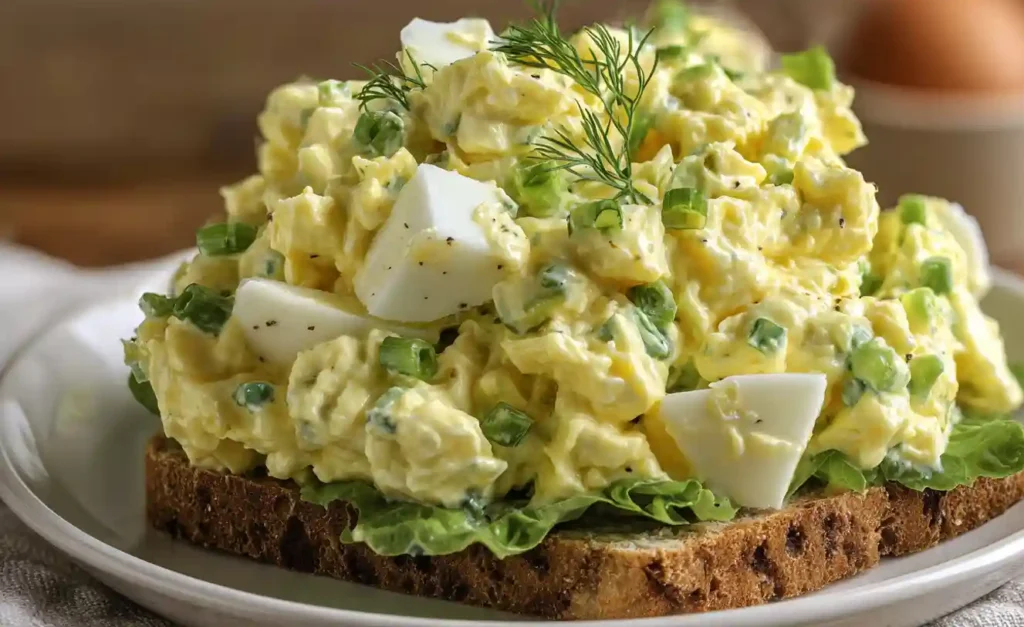 Appetizing egg salad sandwich on whole grain bread, showcasing a delicious egg salad recipe.